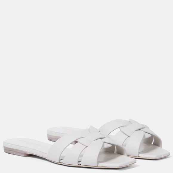 SAINT LAURENT Tribute 100% leather sandals white US 9 EU 39 - Picture 2 of 5